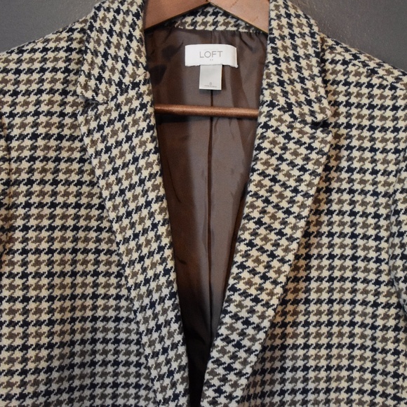 Ann Taylor Loft Houndstooth Blazer Size 8 - Picture 2 of 4